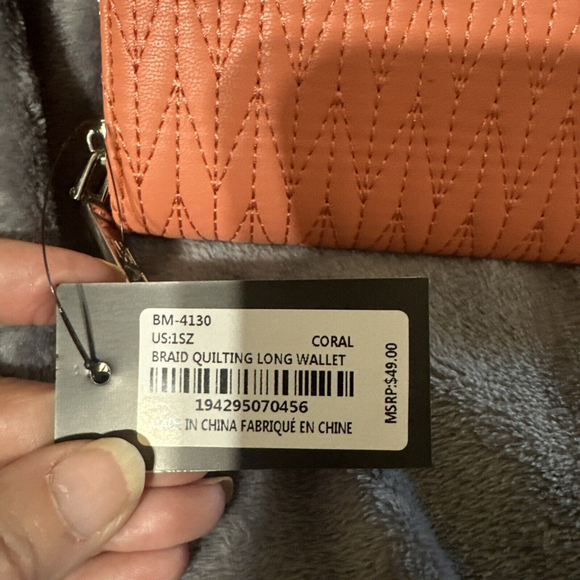 Badgley Mischka Vegan Leather Coral Wallet with Braided Quilting (MSRP $49) NWT - Picture 3 of 6